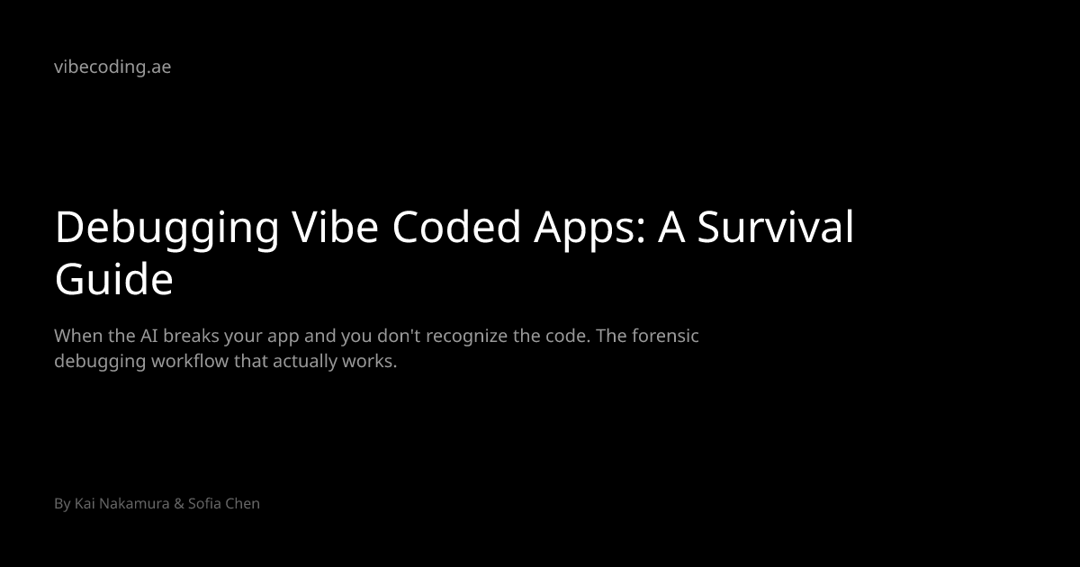 Debugging Vibe Coded Apps: A Survival Guide | vibecoding.ae